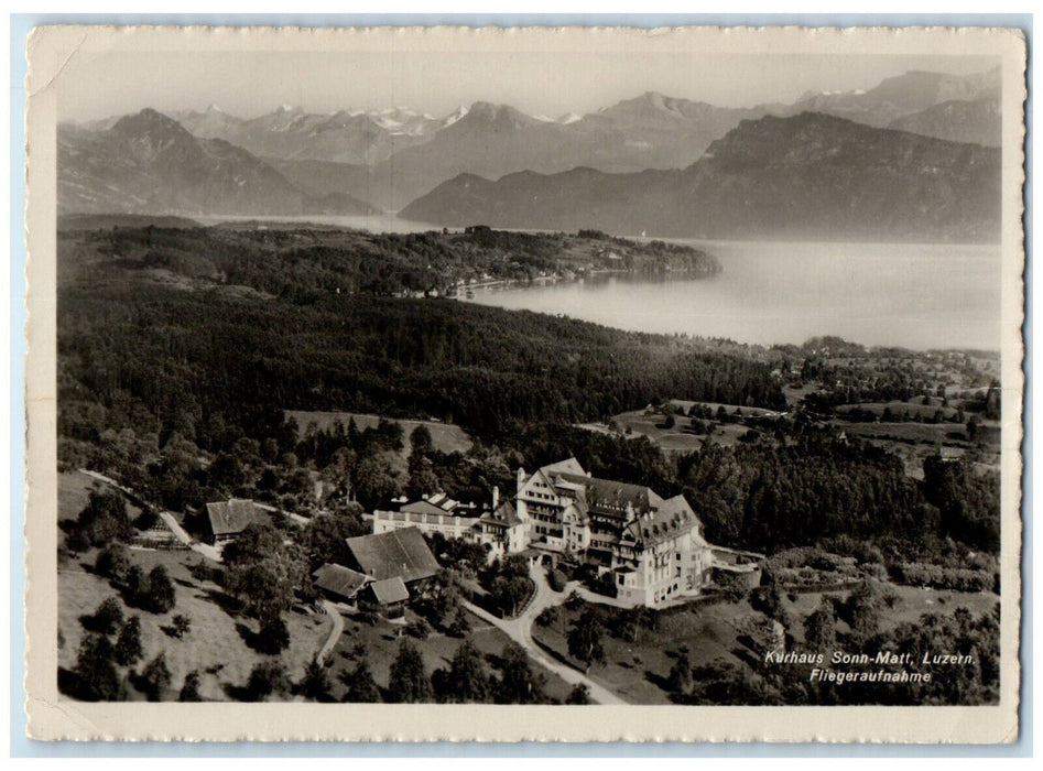 1950 Kurhaus Sonnmatt Luzern Switzerland Aerial Photograph RPPC Photo Postcard