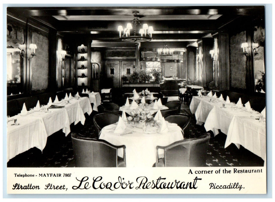 c1950's Dining Le Cordor Restaurant Picadilly London England RPPC Photo Postcard