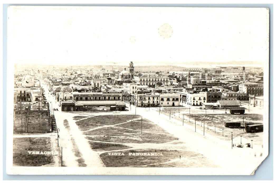 c1940's Panoramic View Buildings in Veracruz Mexico Unposted RPPC Photo Postcard