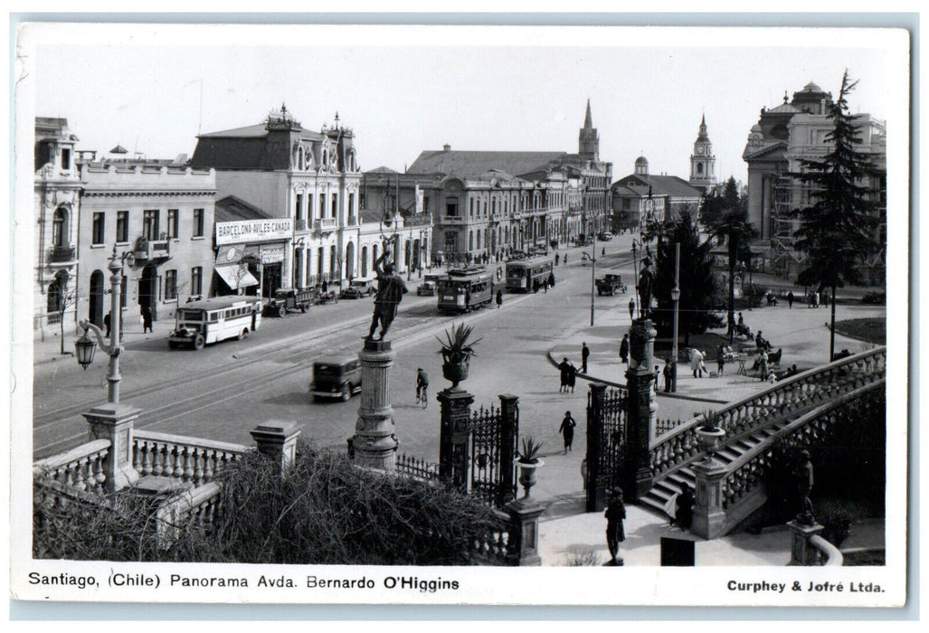 c1950's Bernardo O'Higgins Santiago Chile Curphey & Jofre RPPC Photo Postcard