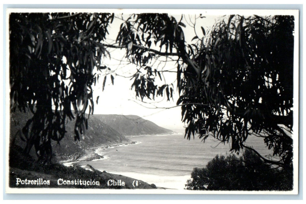 c1930's Beach Scene Potrerillos Constitution Chile Vintage RPPC Photo Postcard