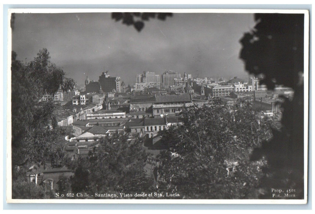 c1940's Seen From The St. Lucia Santiago Chile Vintage RPPC Photo Postcard