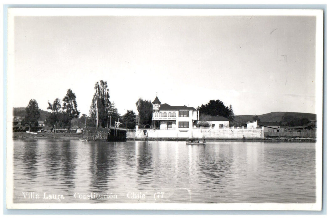 c1950's Scene at Ville Laura Constitucion Chile Vintage RPPC Photo Postcard