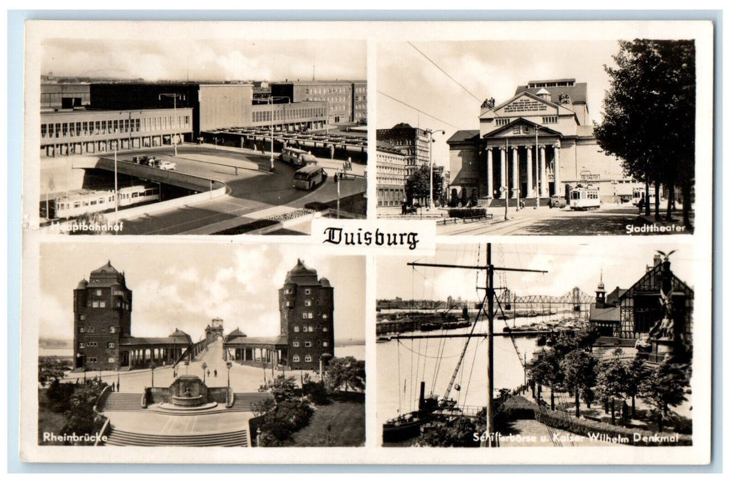 1941 Places Buildings in Duisburg Germany Multiview Vintage RPPC Photo Postcard