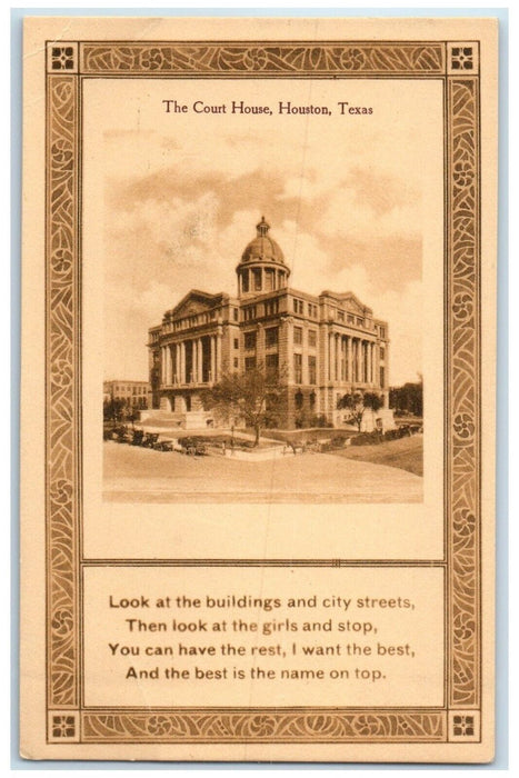c1910 Exterior View Poem Court House Building Houston Texas TX Unposted Postcard