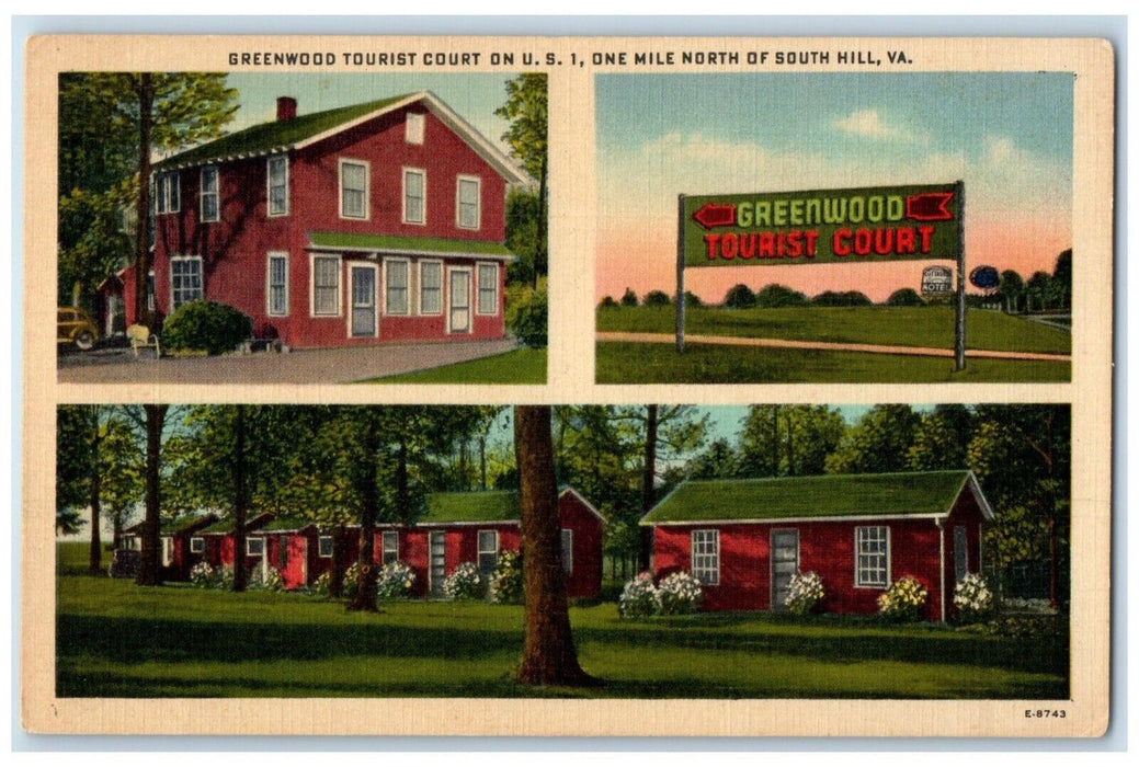 c1930's Greenwood Tourist Court Motel South Hill Virginia VA Multiview Postcard