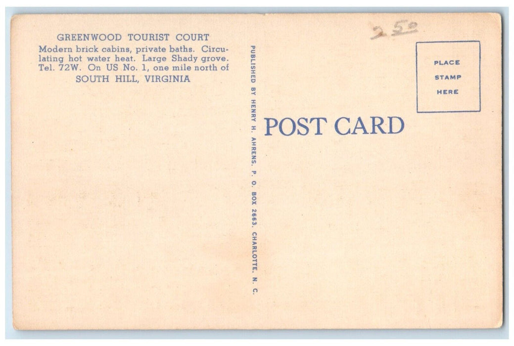 c1930's Greenwood Tourist Court Motel South Hill Virginia VA Multiview Postcard