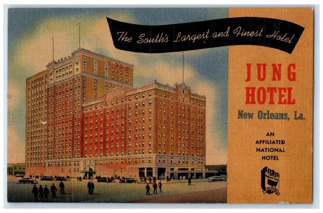c1950's Jung Hotel Building Street View Cars New Orleans Louisiana LA Postcard