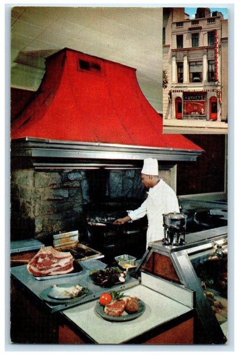 c1950's Harvey's Famous Restaurant Chef Cooking Washington DC Vintage Postcard