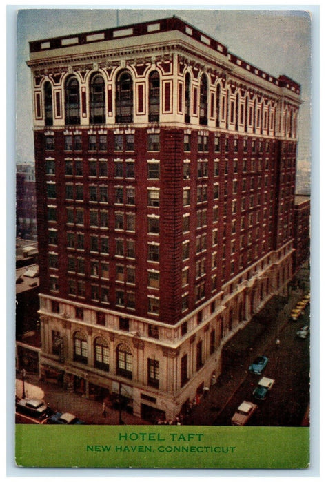 c1910's Hotel Taft Building Street View Cars New Haven Connecticut CT Postcard