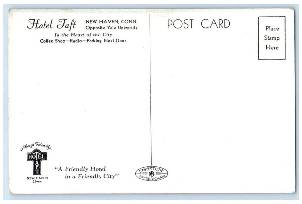 c1910's Hotel Taft Building Street View Cars New Haven Connecticut CT Postcard