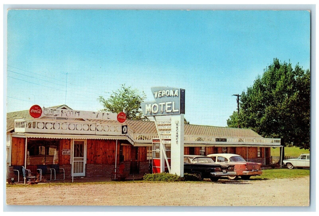 c1930's Verona Motel & Cafe Coca Cola Cars Tupelo Mississippi MS Postcard