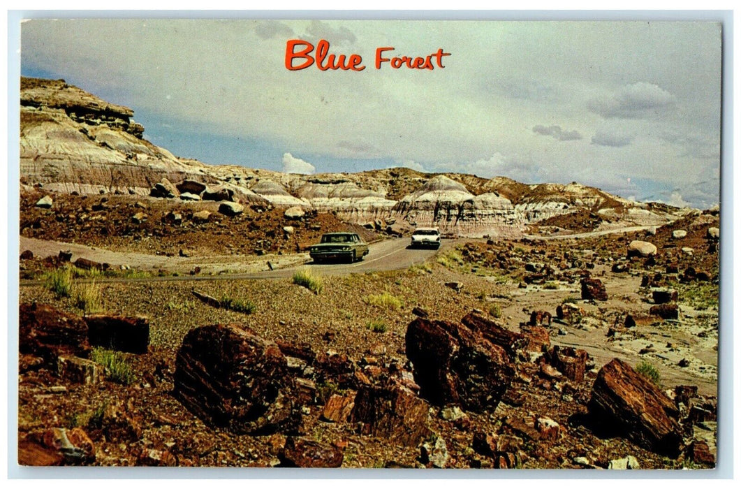 c1960 Scenic View Land Stripes Blue Forest Petrified Forest Arizona AZ Postcard