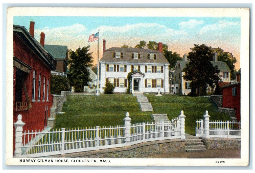 1920 Exterior View Murray Gilman House Gloucester Massachusetts Vintage Postcard