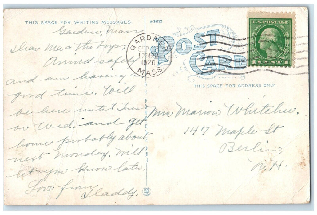 1920 Exterior Henry Heywood Memorial Hospital Gardner Massachusetts MA Postcard