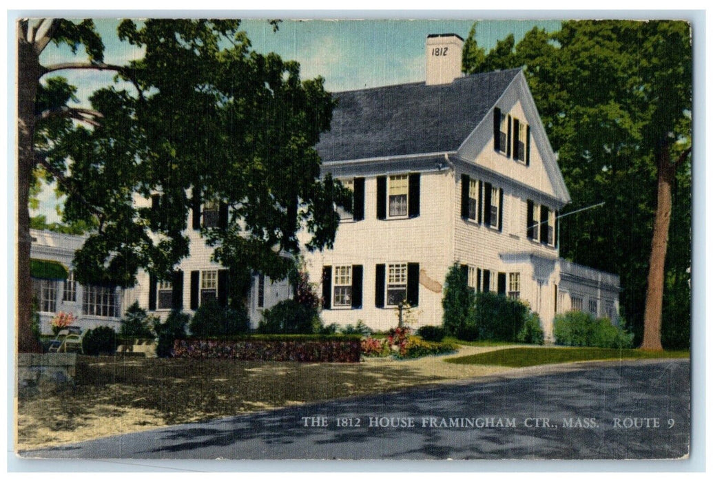 c1940 Exterior View 1812 House Framingham Centre Massachusetts MA Linen Postcard