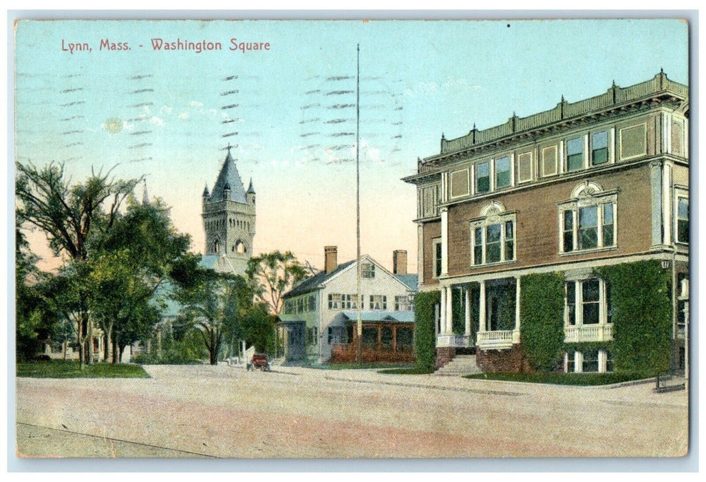 1911 Exterior View Washington Square Building St Lynn Massachusetts MA Postcard