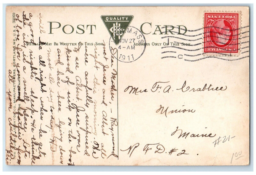 1911 Exterior View Washington Square Building St Lynn Massachusetts MA Postcard