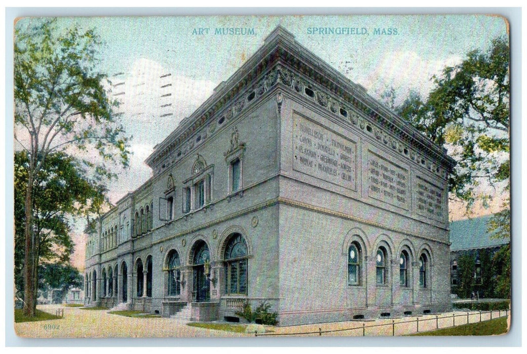 1908 Art Museum Exterior Building Springfield Massachusetts MA Vintage Postcard