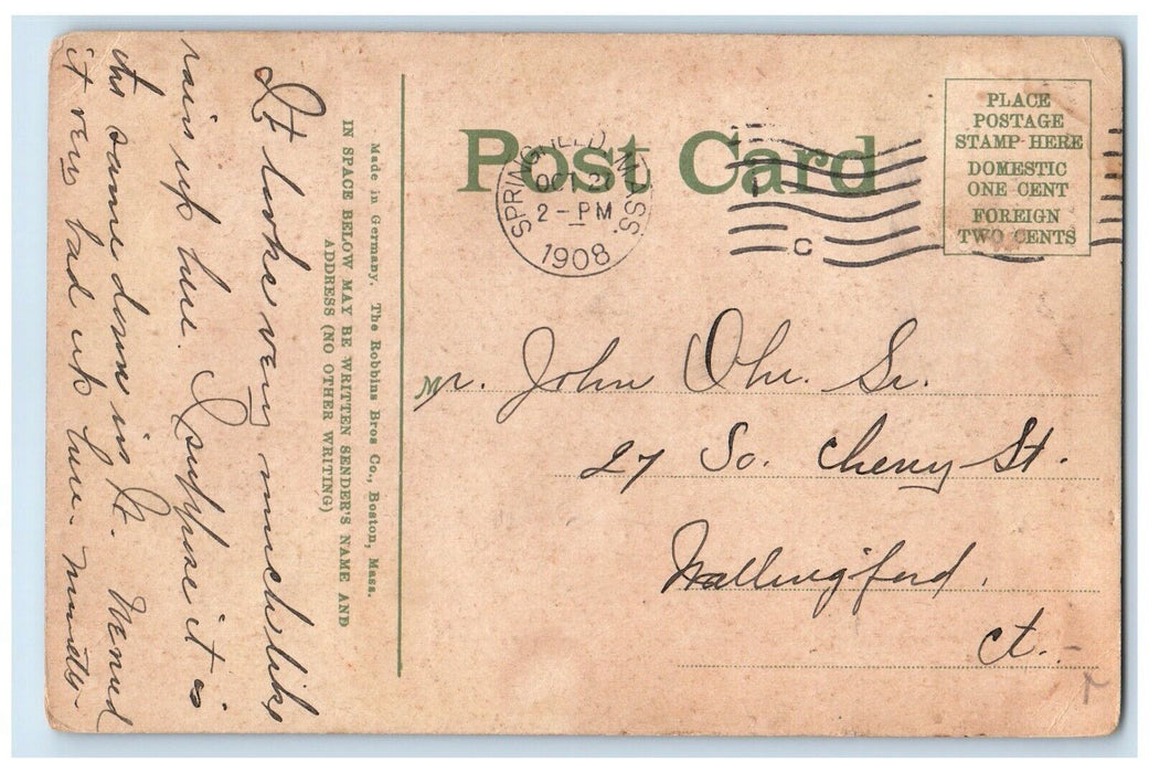 1908 Art Museum Exterior Building Springfield Massachusetts MA Vintage Postcard