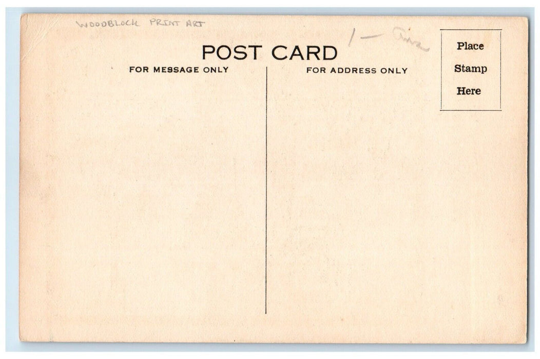 c1920 Christopher Wren Tower Provincetown Massachusetts Woodblock Print Postcard