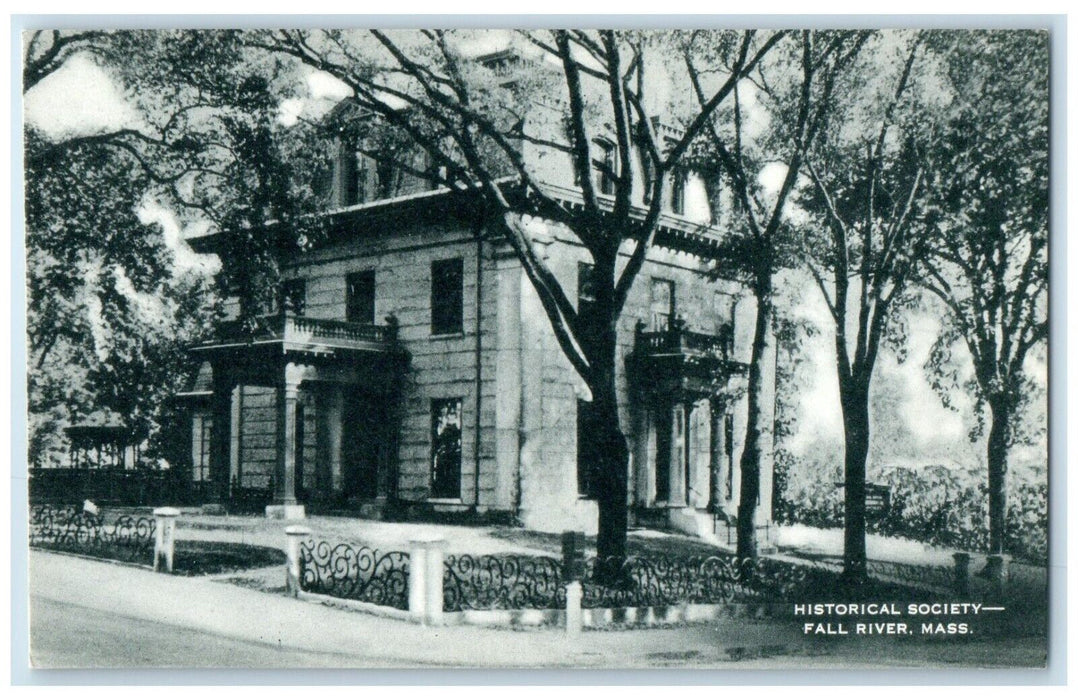 1940 Exterior View Historical Society Fall River Massachusetts Unposted Postcard
