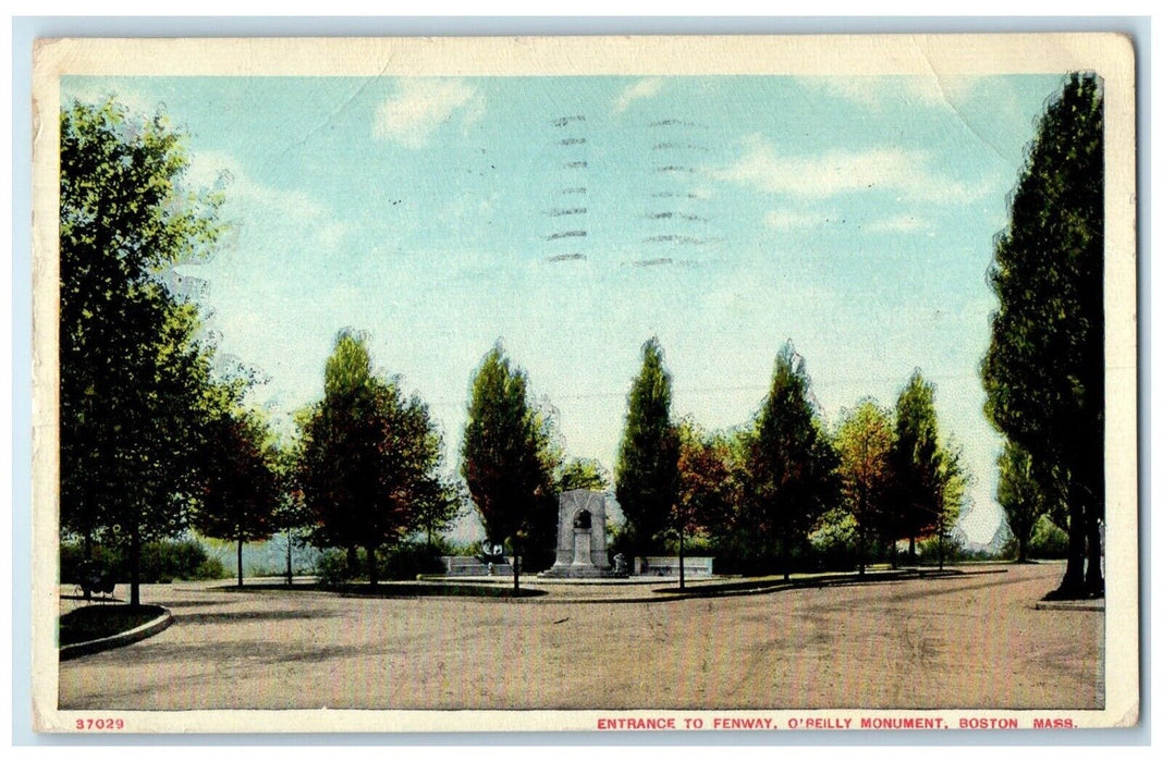 1910 Entrance Fenway O`Reilly Monument Exterior Boston Massachusetts MA Postcard