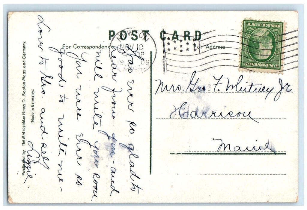 1909 Park Street Showing State House Exterior Boston Massachusetts MA Postcard