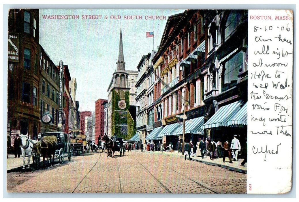 1906 Washington Street Old South Church Boston Massachusetts MA Vintage Postcard