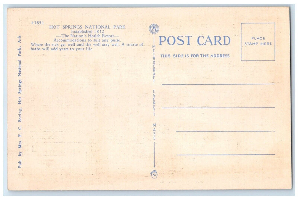 c1930's Buckstaff Baths US Reservation Hot Spring National Park AR Postcard
