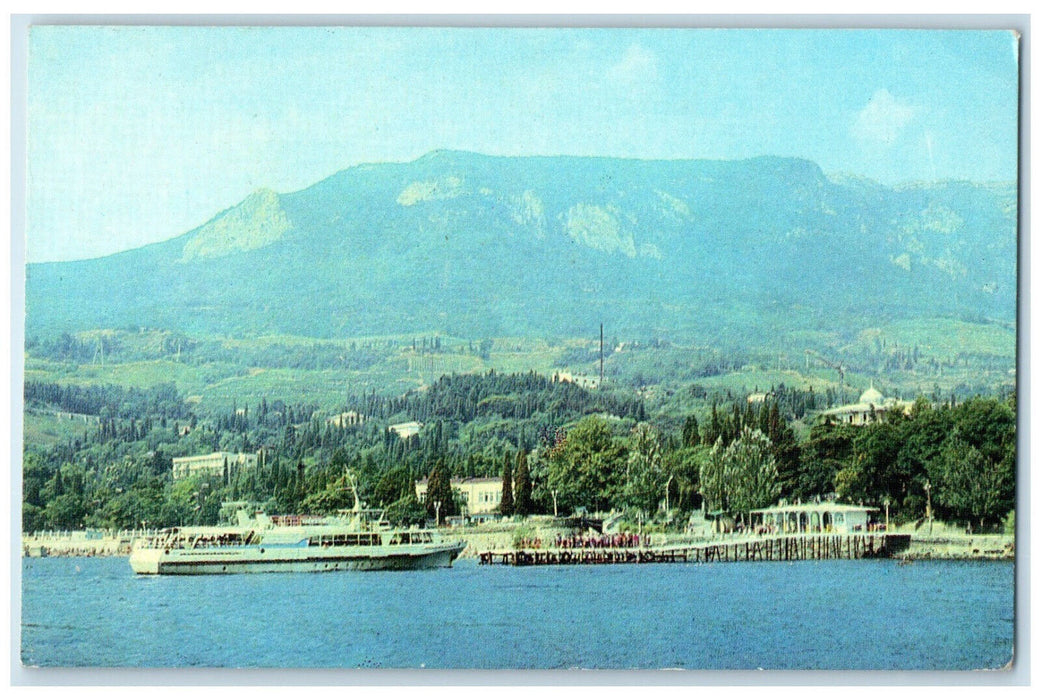 c1960's View of City from the Bay Gurzuf Crimea Ukraine Steamship Postcard
