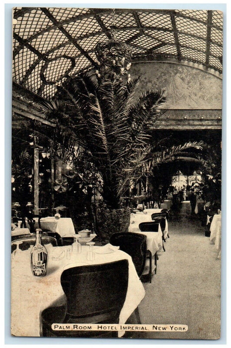 Palm Room Hotel Dining Room Interior Imperial New York NY Antique Postcard