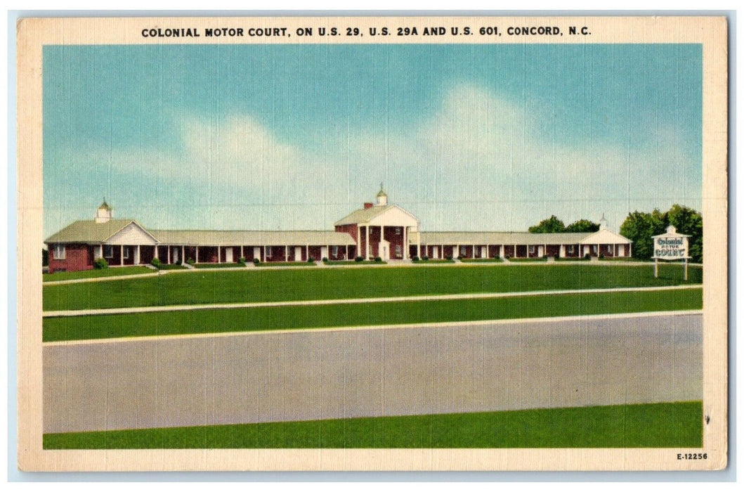 c1930's Colonial Motor Court Motel Roadside Concord North Carolina NC Postcard