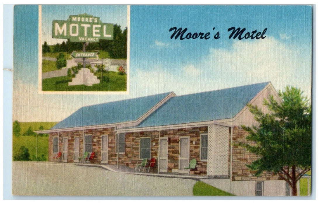 c1950's Moore's Motel Roadside Charlottesville Virginia VA Vintage Postcard