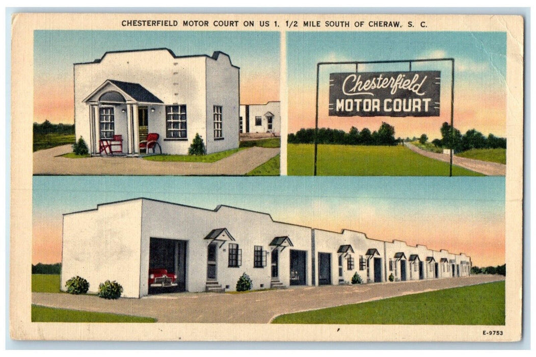 1932 Chesterfield Motor Court Cheraw South Carolina SC Multiview Posted Postcard