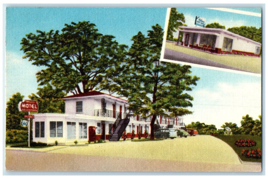 c1950's Tarpley's Motel Roadside Hope Arkansas AR Dual View Vintage Postcard