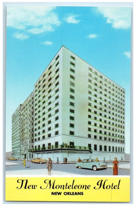 c1950's New Monteleone Hotel Building Cars New Orleans Louisiana LA Postcard