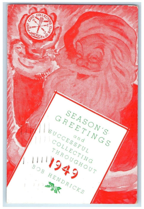 1949 Season's Greetings Santa Claus Los Angeles California CA Vintage Postcard