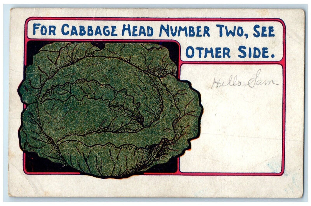 1909 For Cabbage Head Number Two Humor Paris Ohio OH Posted Antique Postcard