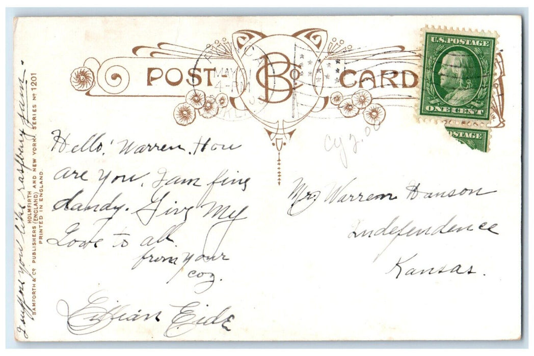 1908 Little Boy Eating Raspberry Jam Bamforth Independence KS Antique Postcard