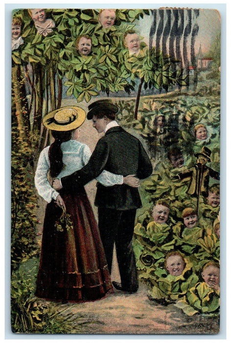 1908 Babies Growing Surreal Fantasy Monroe North Carolina NC Antique Postcard