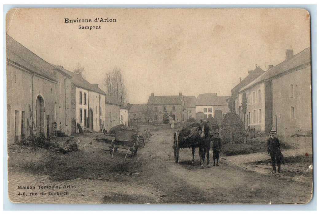 c1910 Environs D'Arlon Sampont Belgium Horse Carriage Antique Postcard