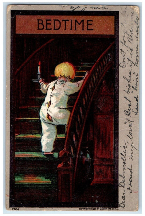 1907 Little Kid Holding Candle Bedtime Williamsport Pennsylvania PA Postcard