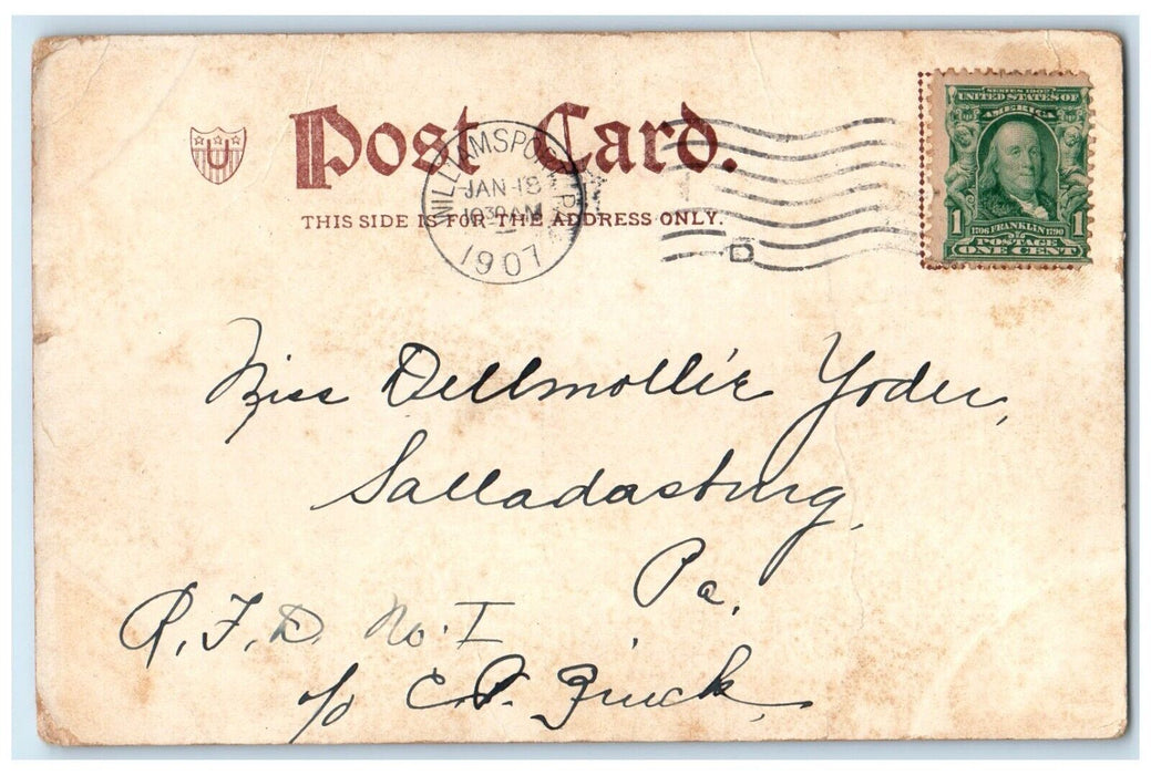 1907 Little Kid Holding Candle Bedtime Williamsport Pennsylvania PA Postcard