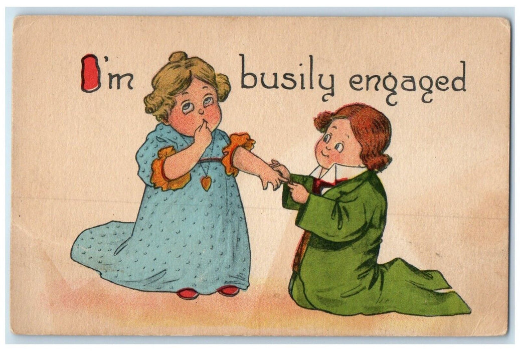c1910's Little Sweetheart I'm Busily Engaged Unposted Antique Postcard