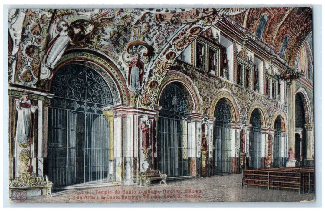 1943 Side Altars in Santo Domingo Church Oaxaca Mexico Vintage Postcard