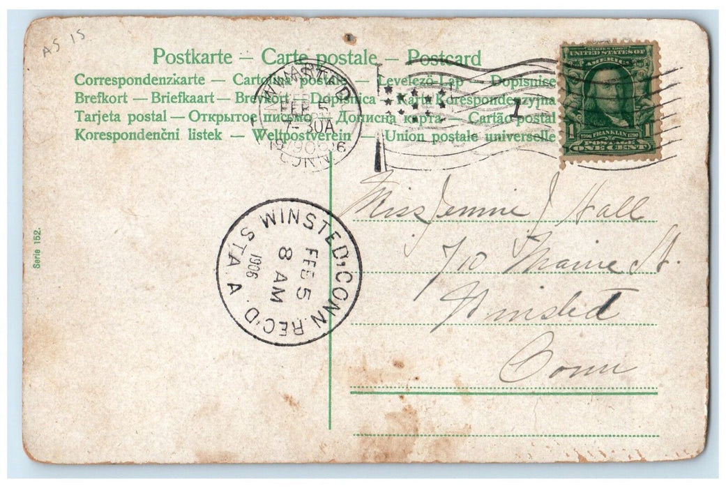 1906 Naughty Childrens At Home Playing Winsted Connecticut CT Antique Postcard