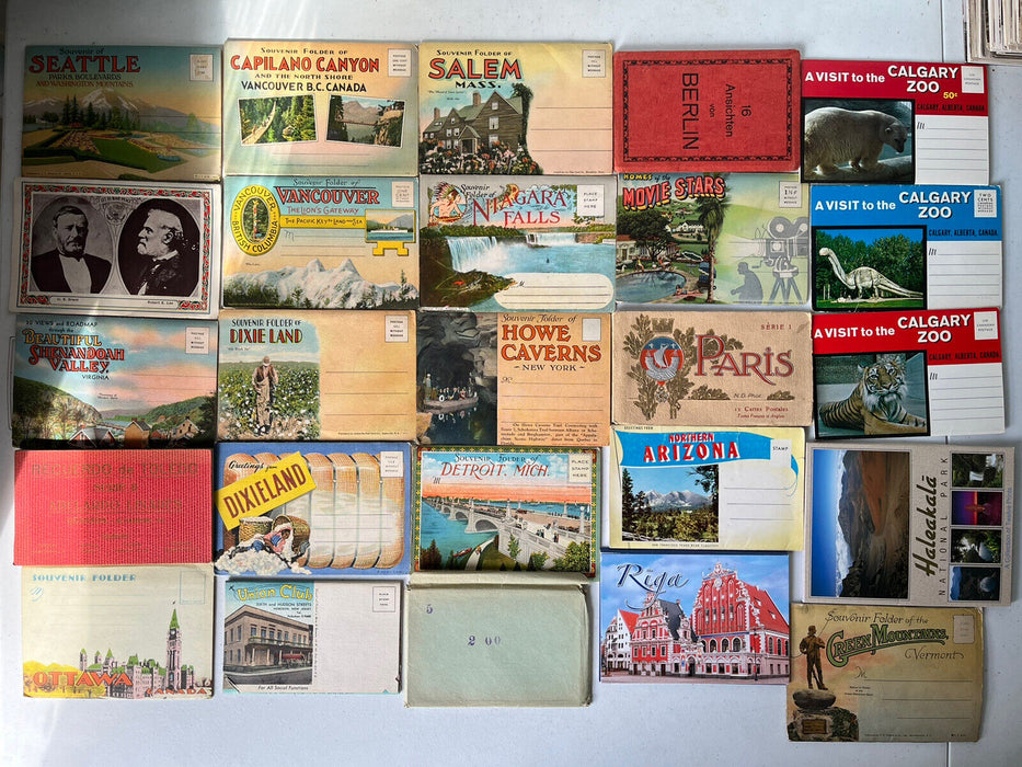 Vintage Lot of 75 Souvenir Postcard Folders Booklet Fold Out USA Canada