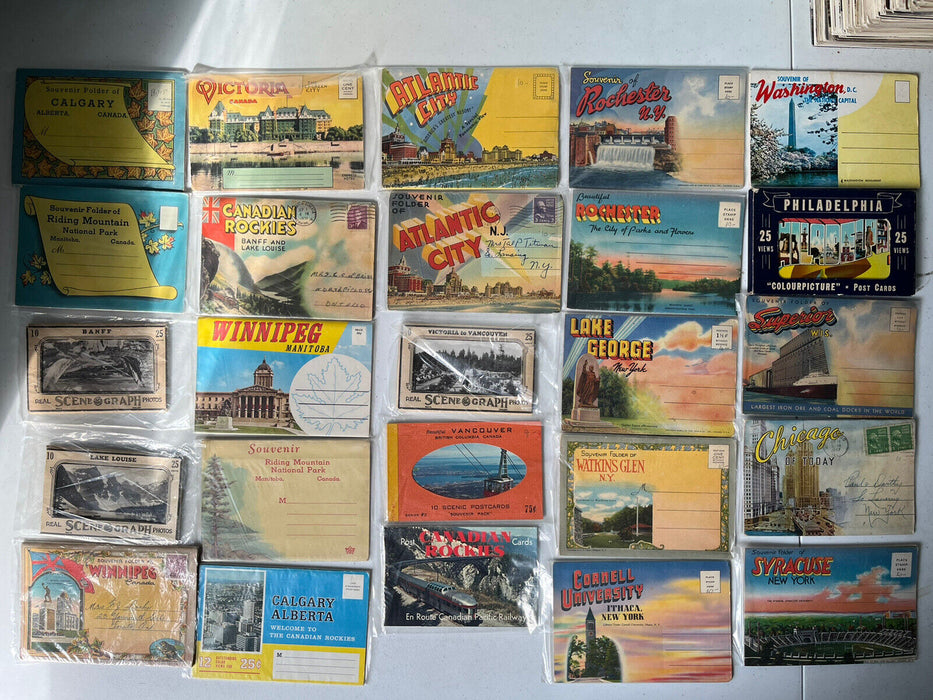 Vintage Lot of 75 Souvenir Postcard Folders Fold Out Booklets USA Canada Foreign