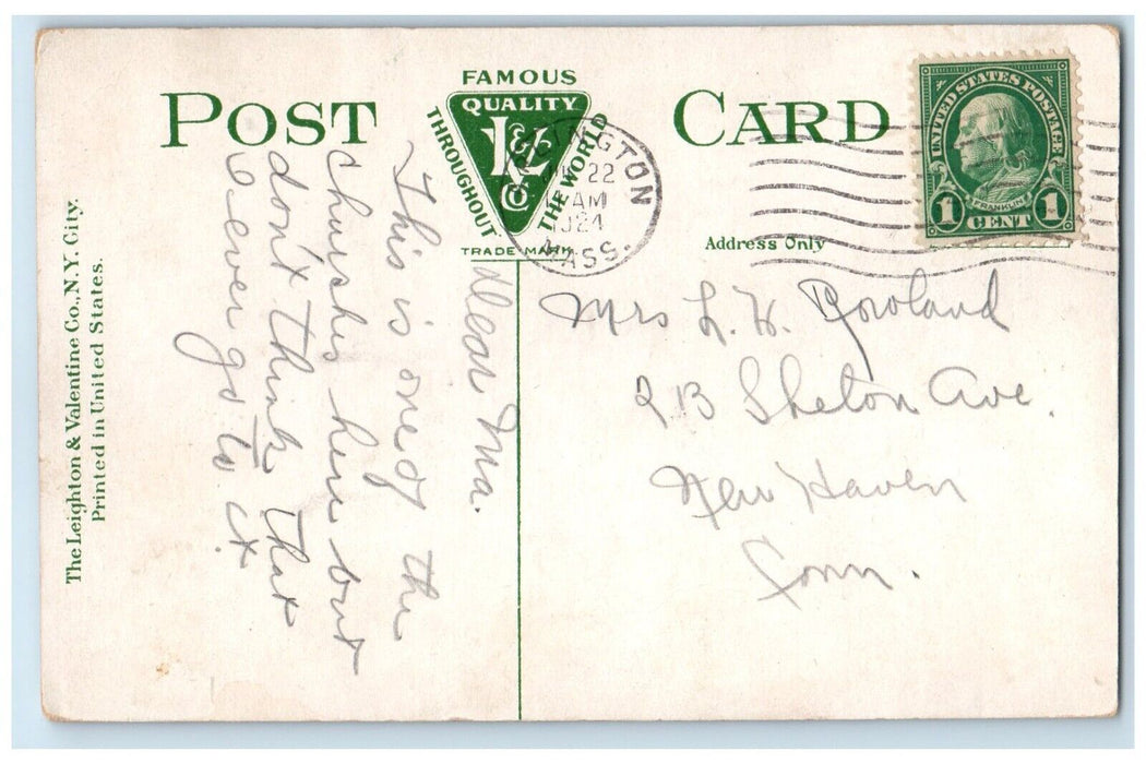 1924 First Congregational Church Exterior Road Arlington Massachusetts Postcard